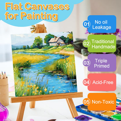 ESRICH Canvas Boards for Painting, 48 Pack Canvases for Painting 4x4 100% Cotton Small Paint Canvas Primed Acid Free Mini Blank Canvas Panels for Oil Paint,Watercolor,Acrylic Paint,Gouache&Tempera.