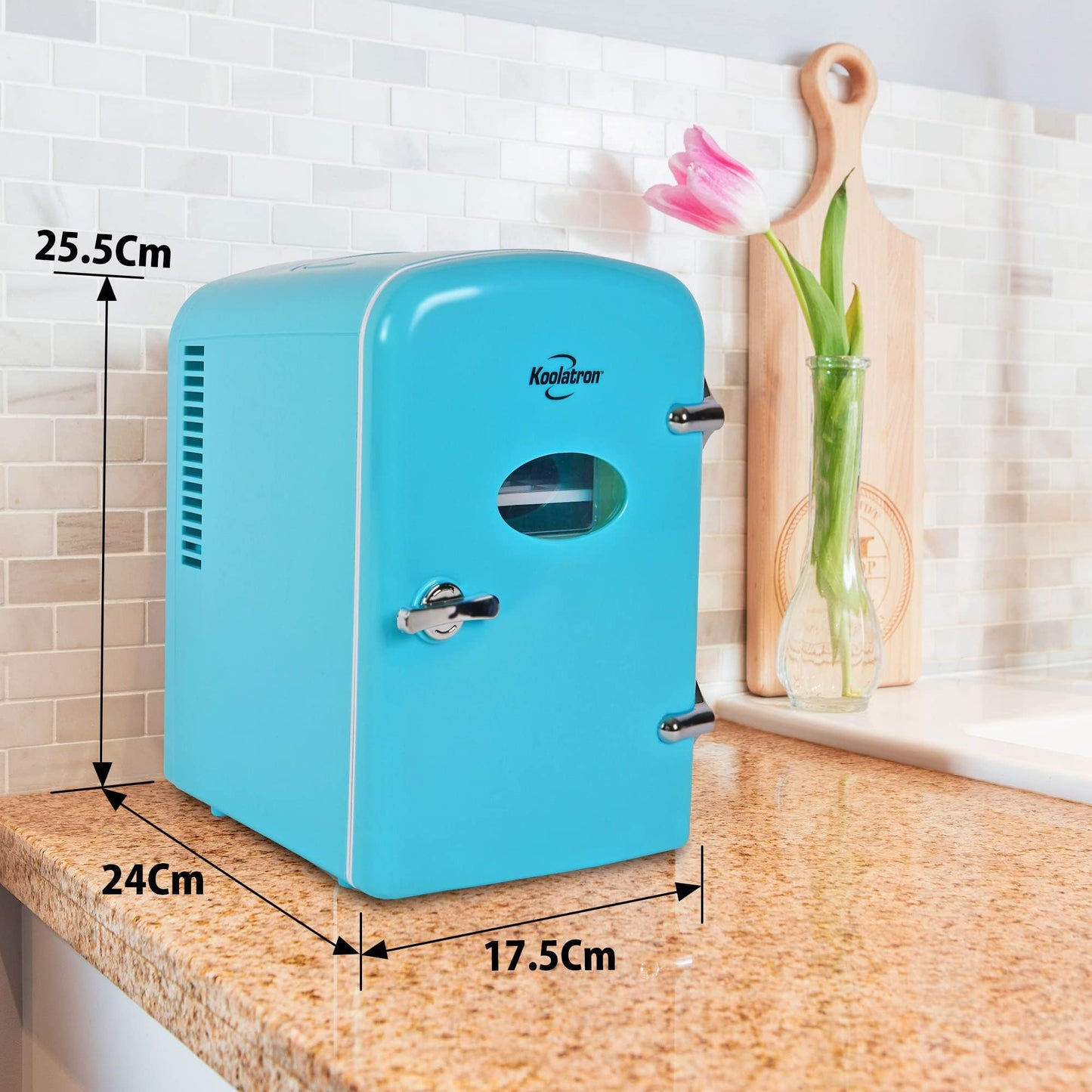 Koolatron Mini Fridge - Refrigerator for Bedroom Office, Portable Table Top Beverage Cooler, 12V 110V Refrigerador For Drinks, Soda, Wine, Breast Milk, Use In Car, Dorm, Outdoor, Patio, 8 Can