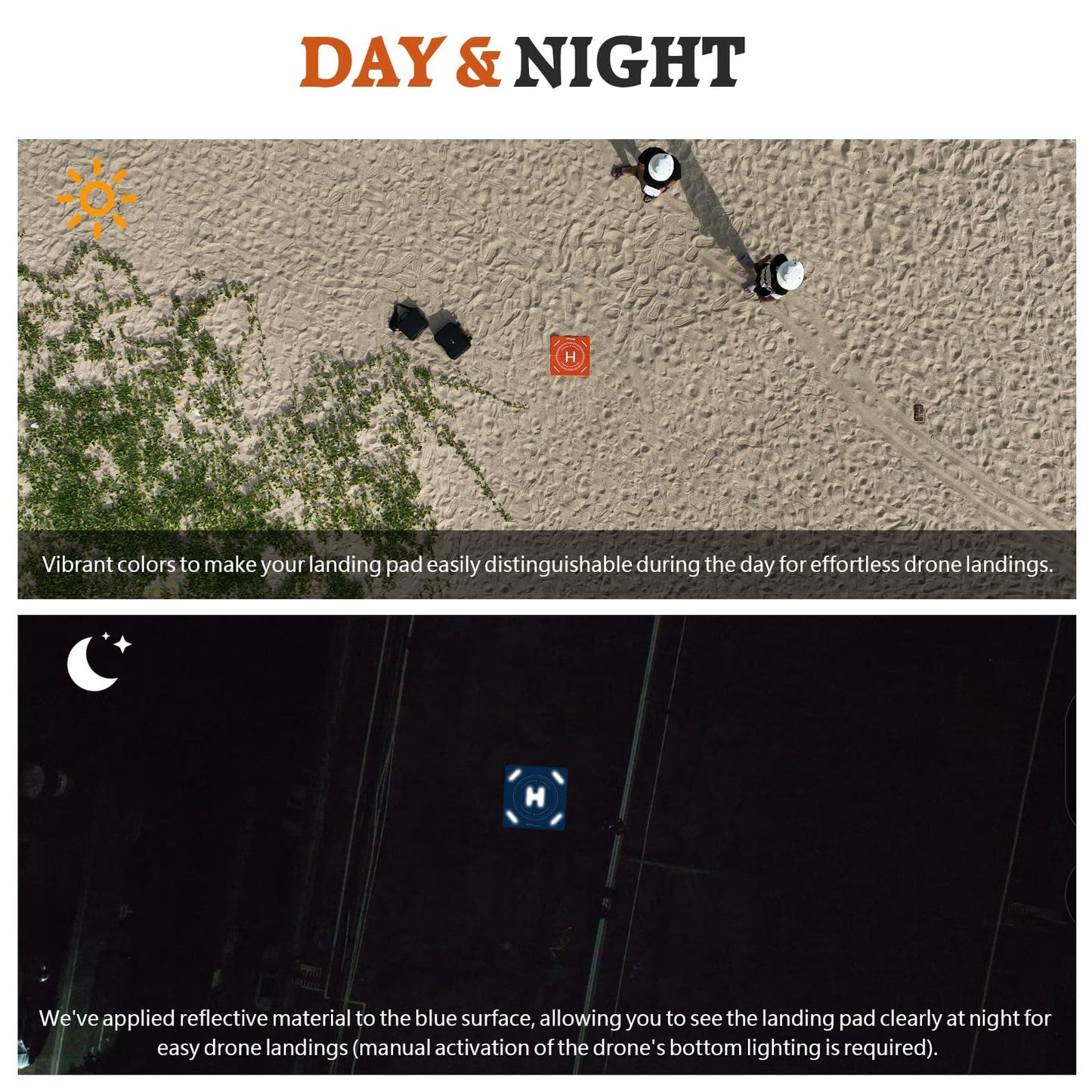 FPVtosky Weighted Drone Landing Pad, Universal 20"(51cm) Fast-fold Double Sided Waterproof Landig Pad Weighted for DJI Mini 3 Pro/Mini 2 /Mini 3/ Mavic 3 / Air 3/Avata/FPV/Phantom Drones etc