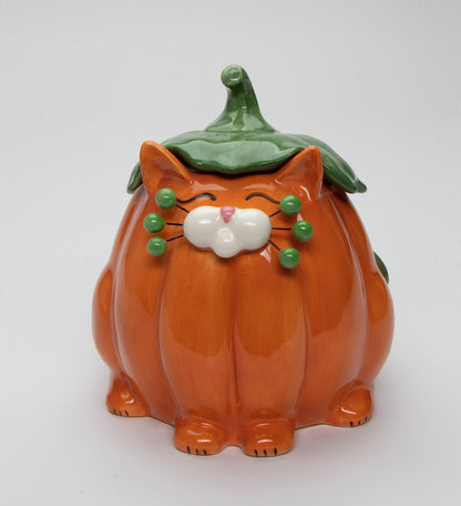 Cosmos Gifts Fine Ceramic Whisker Pumpkin Cat Candy Treat Bowl, 7-1/4" H