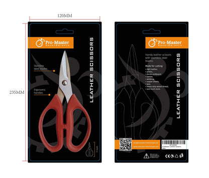 Leather Scissors. Small, Sharp Stainless Steel Durable Blades - Effortless Cutting - Large Comfortable Shears for Crafting, Sewing, Clay Bead Kit, Tailor, Belts, Fabric, Cotton, Cloth, Office, Home