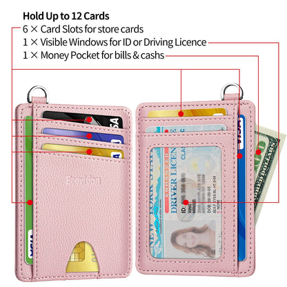 EcoVision Slim Minimalist Front Pocket Wallet, RFID Blocking Credit Card Holder Wallet with Detachable D-Shackle for Men Women