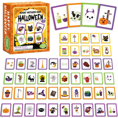 gisgfim 50 Pairs Memory Matching Game Happy Halloween Concentration Memory Games Card for Kids Educational Ages 3-8 A Fun & Fast Halloween Theme Matching Games