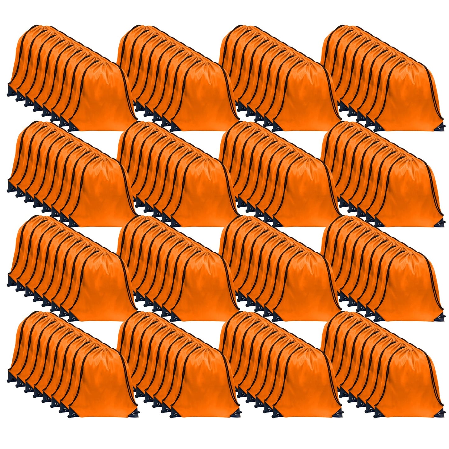 GoodtoU Drawstring Bags, Drawstring Backpack Bulk Nylon Backpack Draw String Back Bag Cinch Sack Drawstring Gym Bag String Backpack for Sport, Traveling, Team (Orange, 128Pcs)