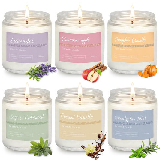 6 Pack Candles for Home Scented, Fall Candles for Fall Gifts Autumn Home Decor, Natural Non Toxic Soy Candle Set for Women Stress Relief Meditation SPA Holiday
