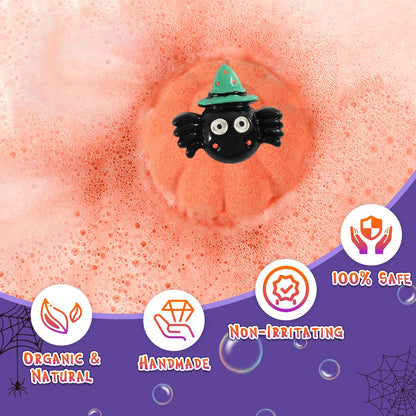 Halloween Gifts for Kids - 16pcs Halloween Bath Bombs for Kids with Toys Inside Halloween Party Favors Goodie Bag Fillers Natural Organic Bubble Bath with Spooky Pumpkin Bath Bombs