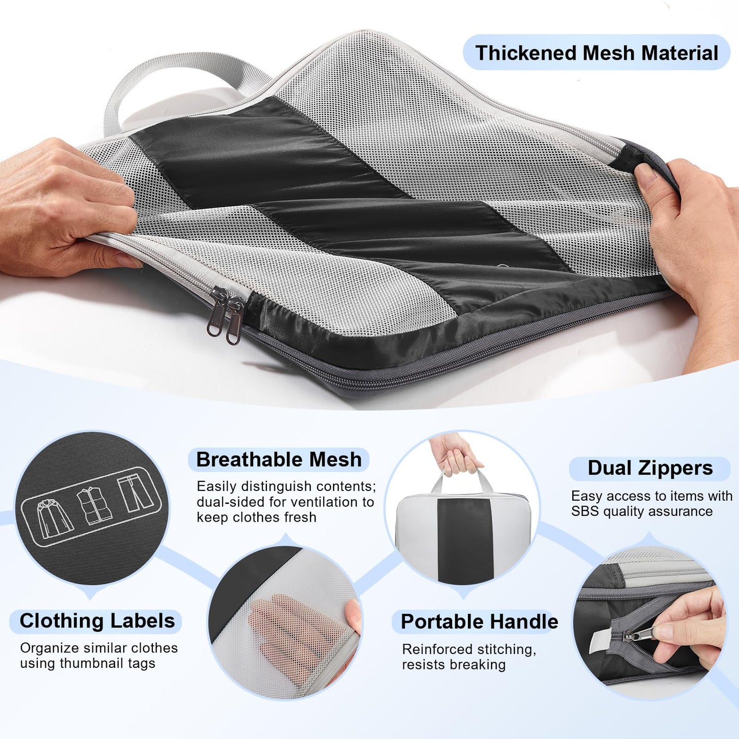 10 Set Compression Packing Cubes for Travel Essentials,Compressible Expandable Packing Cubes for Suitcase,OlarHike Luggage Organizer Bags for Travel,Handy Helper for Organizing Clothes(Black)