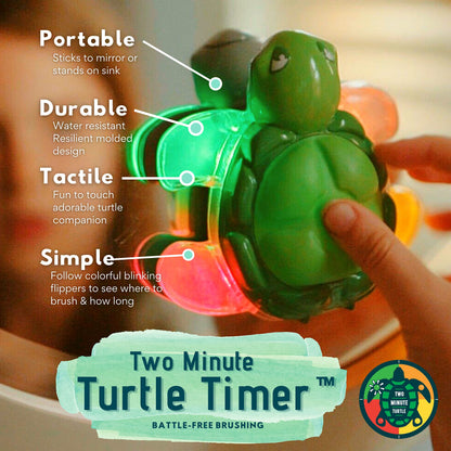 Kids Toothbrush Timer Light Up 30 Sec Turtle Flippers 2 Min Game
