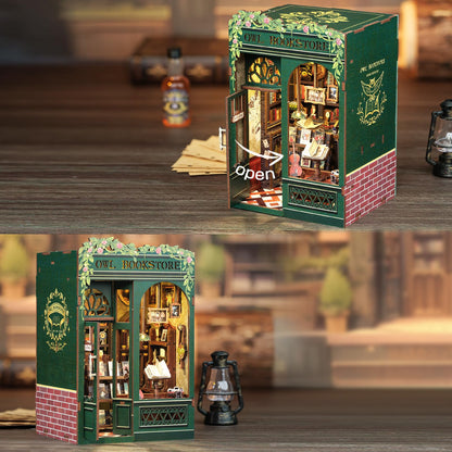 CUTEBEE Book Nook Kit - DIY Miniature House Kit for Adults, Teens and Beginners, Dollhouse Booknook Library Tiny House Bookshelf Decor 3D Wooden Puzzle, Gifts for Family, Friends (Owl Bookstore)