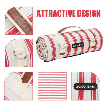G GOOD GAIN Picnic Blankets Waterproof - Extra Large Outdoor Blanket Sand Free Foldable with Carry Strap for Beach, Camping, Park Grass, Hiking, Travel, Concerts, Indoor(Apple)
