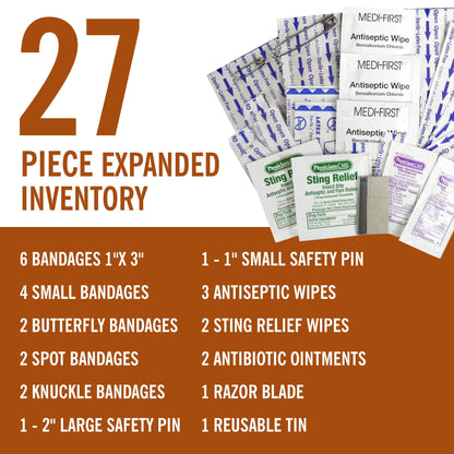 Coleman All Purpose Mini First Aid Kit, 27-Piece Assortment for Emergency Kit, Travel-Friendly, Latex-Free Bandages and More