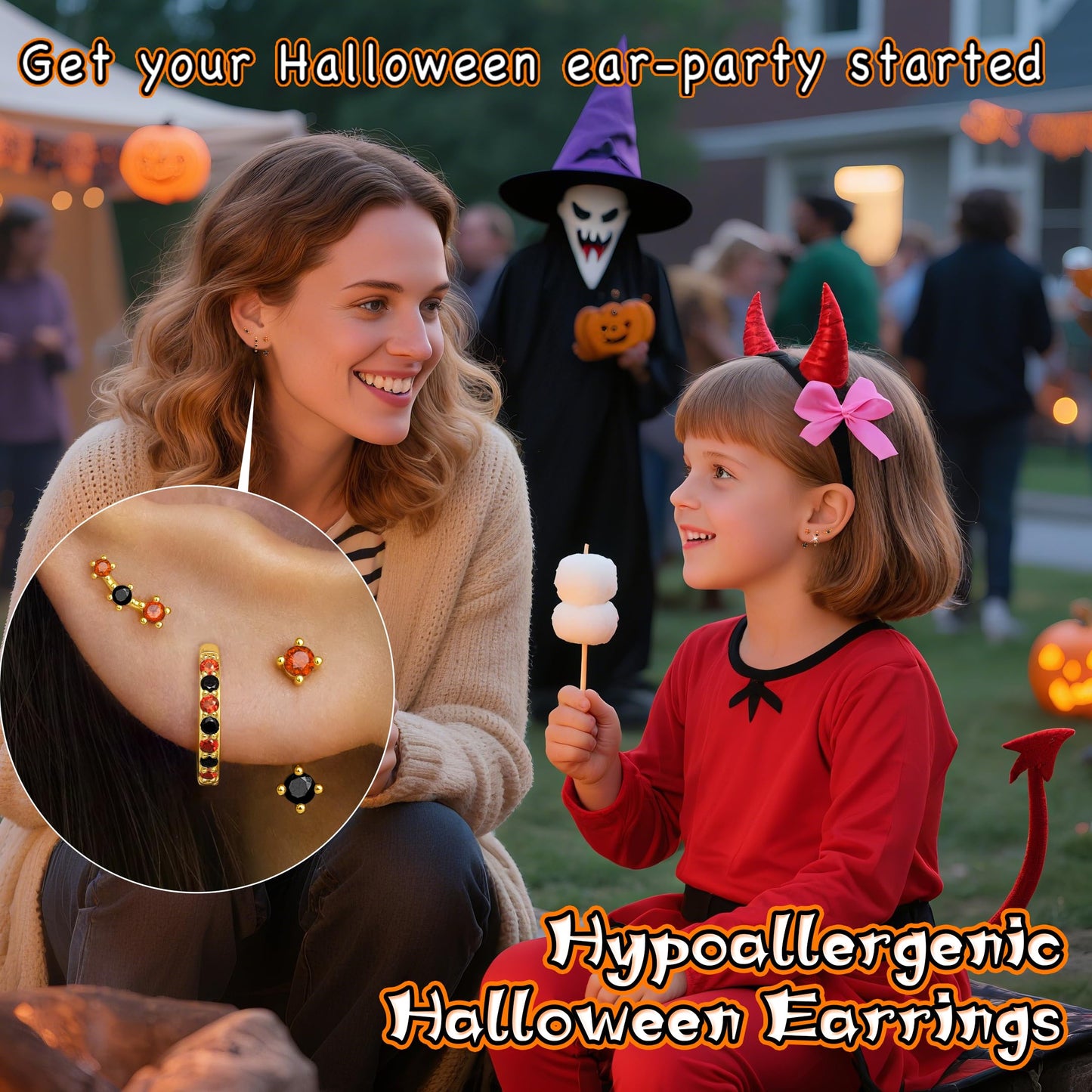 Halloween Accessories Earrings for Women Jewelry Gifts, Halloween Custumes Ghost Pumpkin Studs Huggie Hoop Earrings, Orange Black Spooky Cute Fun Holiday Gifts