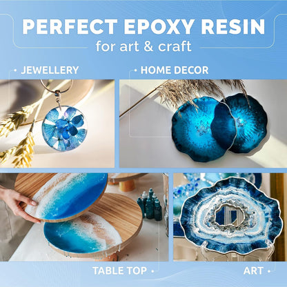 CRAFT RESIN 34OZ Crystal Clear Epoxy Resin Kit - Food Safe & UV Resistant for DIY Art, Wood, Jewelry Making, Coasters, Molds Casting Resin Epoxy - Low Viscosity, Self Leveling for Beginners & Pros