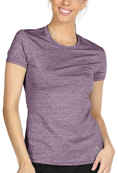 icyzone Workout Running Tshirts for Women - Fitness Athletic Yoga Tops Exercise Gym Shirts (Pack of 3) (XXL, Charcoal/Lavender/Peach)