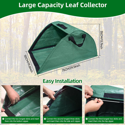 EOONTOON 30 Gallon Leaf Collector, Leaf Bag Chute, Portable Pop Up Leaf Bags, Foldable Dustpan Leaf Pick Up Tools Leaf Loader, Reusable Yard Garden Bags for Leaves Lawn Trash(100 L) Dimensions