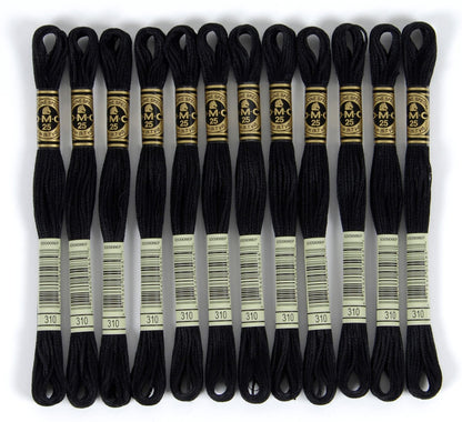 DMC 6-Strand Embroidery Cotton Floss - Black - 12/Pkg