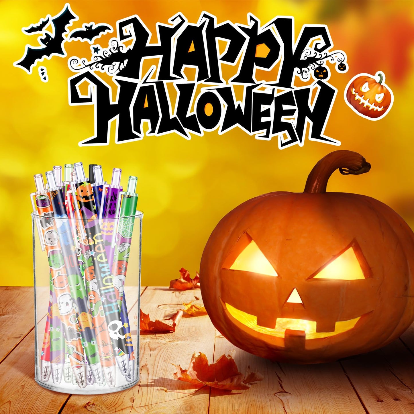 Leinuosen 72 Pieces Halloween Ballpoint Pen Retractable Gel Ink Pen Halloween Cute Cartoon Pens Holiday Pens for Office Stationary Writing Pen Halloween Home Decor Party Gift