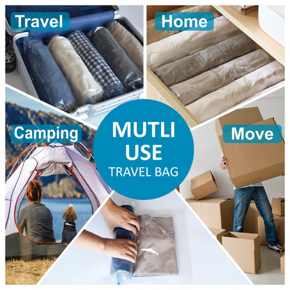 Compression Bags for Travel - Travel Essentials - 24 Pack Space Saver Bags - No Vacuum Needed - Compression Packing Bags for Cruise Accessories