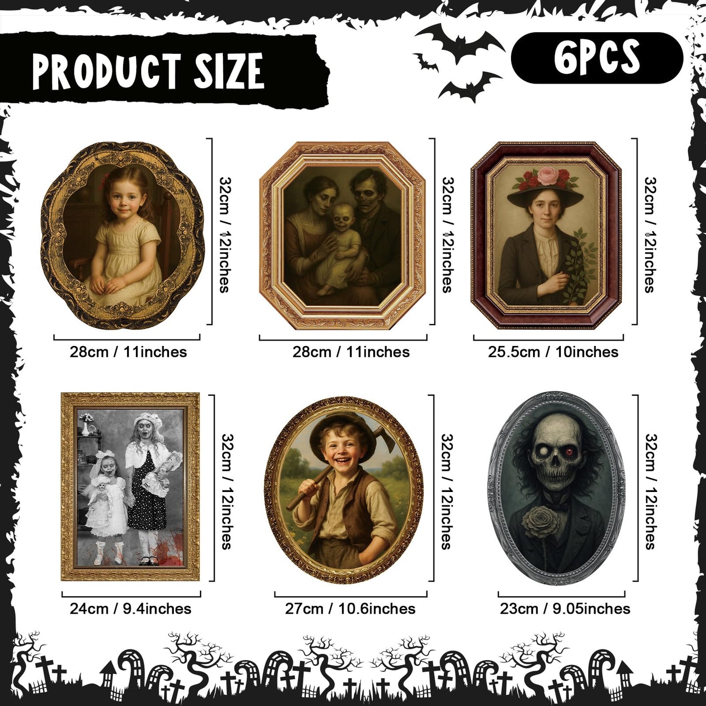 Garma Halloween Decorations Indoor, 3D Changing Face Moving Portrait Pictures Frames for Scary Halloween Haunted Mansion House Decor Wall Decoration- 6 Pack