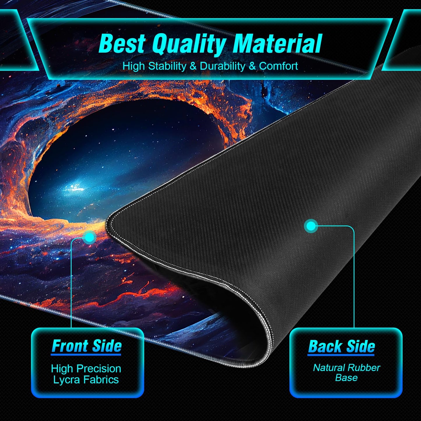 Large Gaming Mouse Pad, Technological Nebula Style Professional Gaming Mousepad, Non-Slip Waterproof Rubber Base Mouse Pad for Gaming & Office & Home, 31.5 x 11.8inch Full Desk Mouse Pad