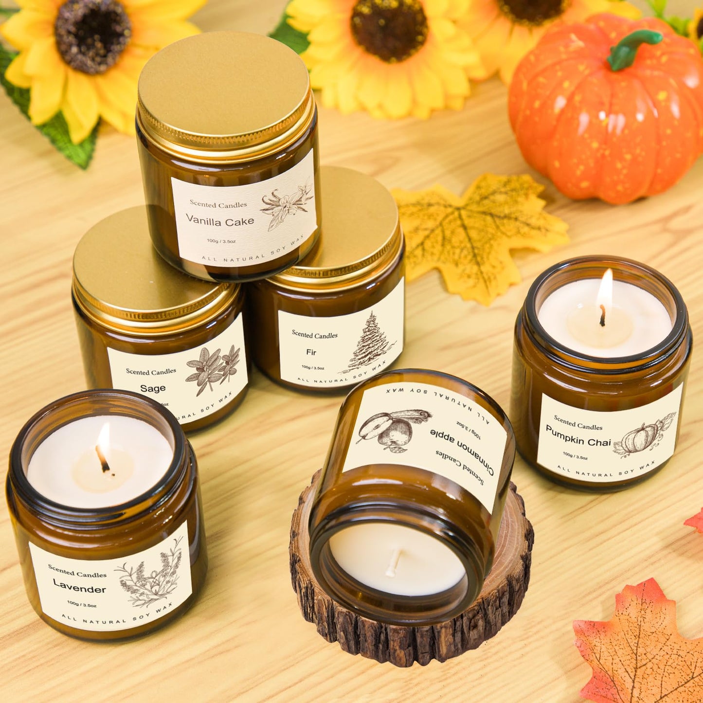 6 Pack Fall Candles Set,Scented Candles for Home, Aromatherapy Gifts for Women Men, Fall Winter Holiday Natural Soy Candles Set for Birthday, Mother's Valentines Day Gifts for Her