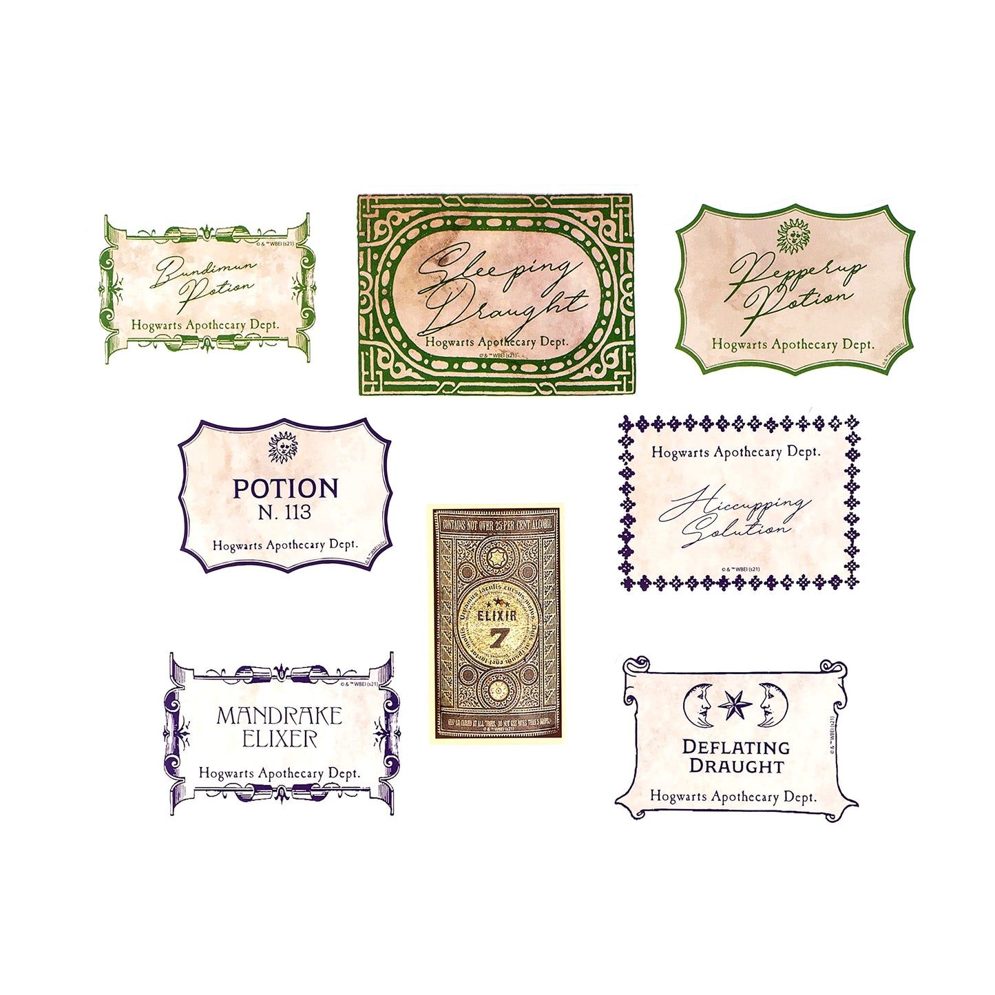 Conquest Journals Harry Potter Potions Labels Vinyl Stickers, Set of 60, Official Labels from The Wizarding World, Waterproof & UV Resistant, Great for All Your Gadgets, Potterfy All The Things