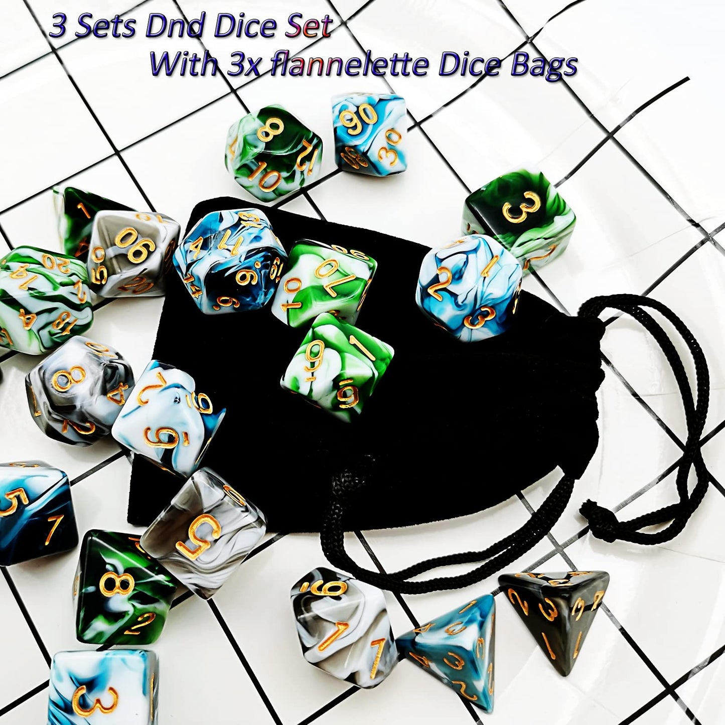 DND Dice Set 3 Sets Polyhedral Dice for Dungeons and Dragons DND Dice TRPG Table Board Roll Playing Games