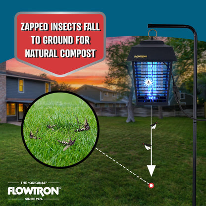 Flowtron Electric Bug Zapper 1/2 Acre Outdoor Insect Control with Dual Lure Method, 15W UV Light & Octenol Attractant for Fly & Mosquito, 5600V Kill Grid, Made in USA, UL Certified