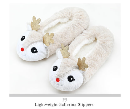 DICUIRD Womens Animal Soft Sole Slipper Socks with Grippers-Fuzzy House Slippers(Deer, 8-10)