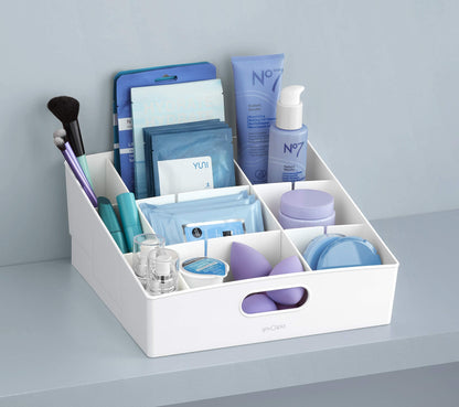 YouCopia ShelfBin Packet Organizer, 4-Tier Stairstep Raised Divided Bin, BPA-Free Storage Caddy for Kitchen Pantry and Cabinet Organization, Tea Bags, Medicine, and More