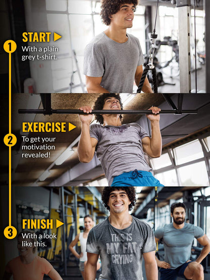 Actizio Men's Workout Shirt Cotton Fabric T-Shirt Short Sleeve Sweat Activated Motivational Exercise Gym Athletic Fit Moisture Wicking Fitness Shirt - This is My Fat Crying (Size L)