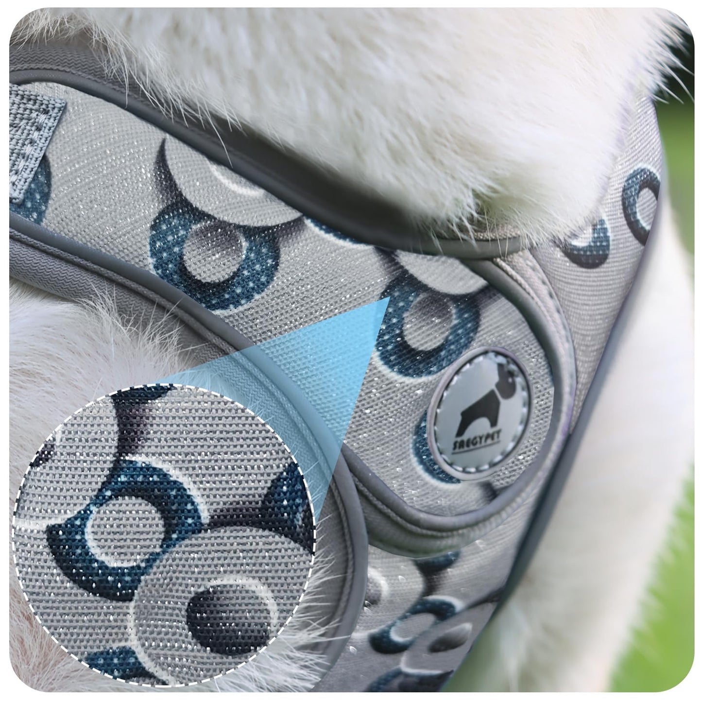 Dog Harness with Leash Set, Reflective Strips Step in with Breathable Padded Vest Harness for Small Dogs Running (S, Gray with Circle)