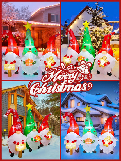 Kalolary Christmas Inflatables Decorations Gnome with Christmas Signs Gift Gingerbread Man Blow Up Yard Decoration for Halloween Party Indoor, Outdoor, Yard, Garden, Lawn Decorations