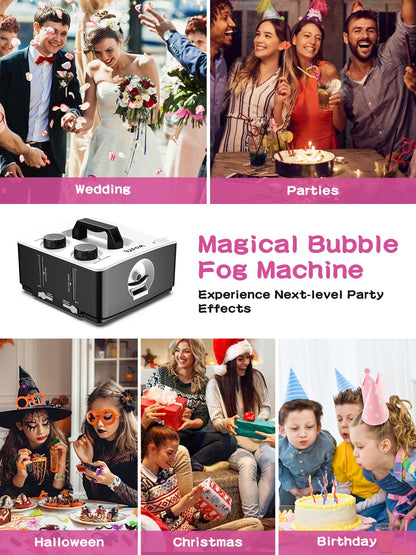 Fog Machine, No Spill Fog Bubble Machine, Portable Smoke Bubble Machine, Bubble Fogger, Bubble Fog Combo Machine for Indoor Outdoor Party Wedding Birthday Photograph Christmas Halloween
