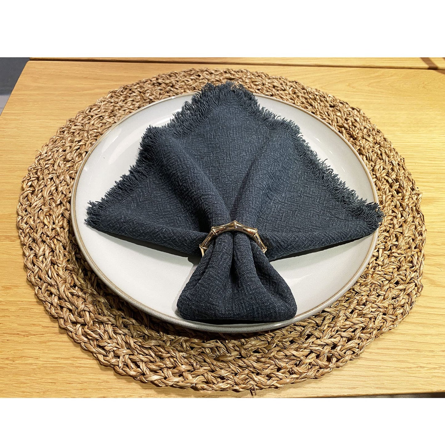 Kintyno Napkin Rings Set of 6 Bamboo Knuckles Style Gold Napkin Holder Ring for Table Decoration,Wedding,Family Dinner,Party, Christmas,Thanksgiving Day,Birthday