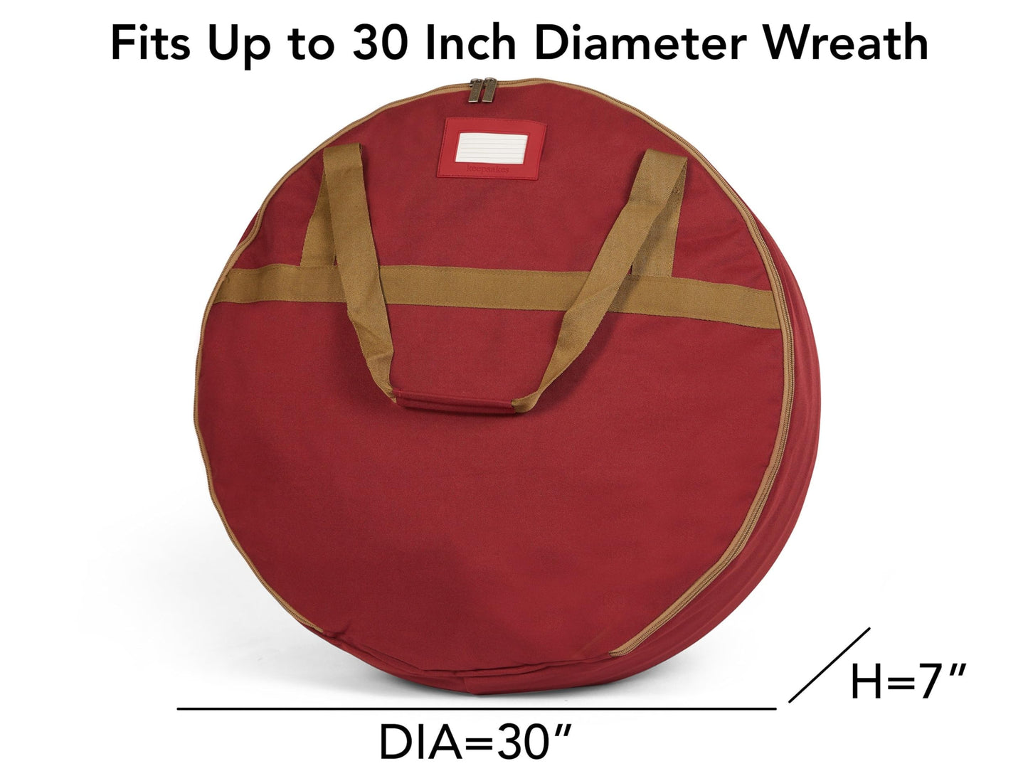 Covermates Keepsakes Christmas Wreath Storage Bag - Heavy Duty Polyester - Interior Pouch - Dual Zipper Pulls - Holiday Storage, Red