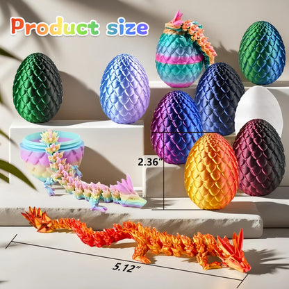 Impossmaker 3D Printed Mini Dragon Eggs Set with Dragon Inside, Articulated Crystal Fidget Toy, Cool Stuff Fun Gifts for Adults, Teens, Boy, Easter Basket Stuffers, 12PCS