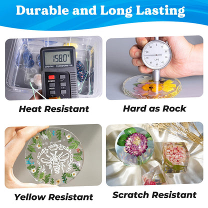 LET'S RESIN 80oz Crystal Clear Epoxy Resin Kit,Bubbles Free Casting Resin Supplies for Beginner,Molds,Jewelry,Resin and Hardener with 6 Mica Powders,Large Silicone Cup