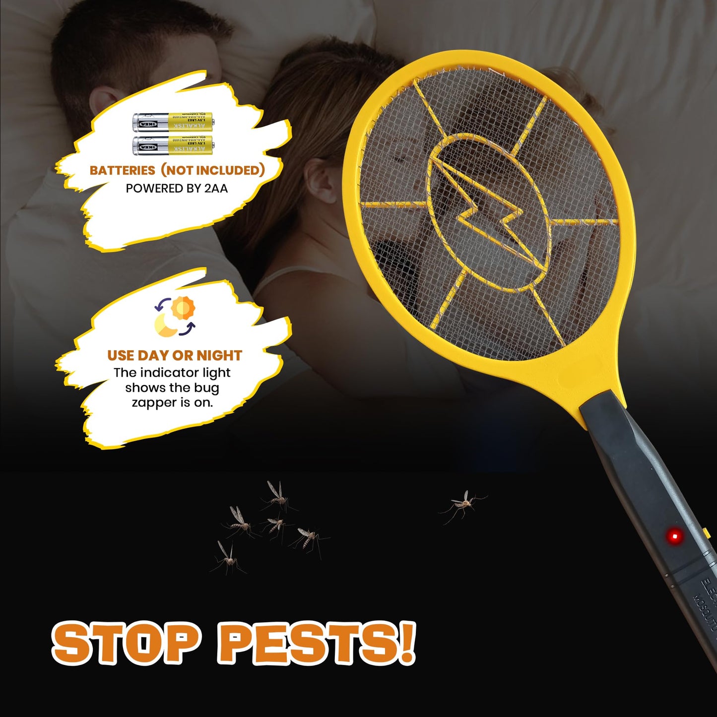 DEVOGUE® Electric Fly Swatter Bug Zapper Battery Operated Flies Killer Indoor & Outdoor Pest Control Mosquito Zapper and Insect Catcher Racket