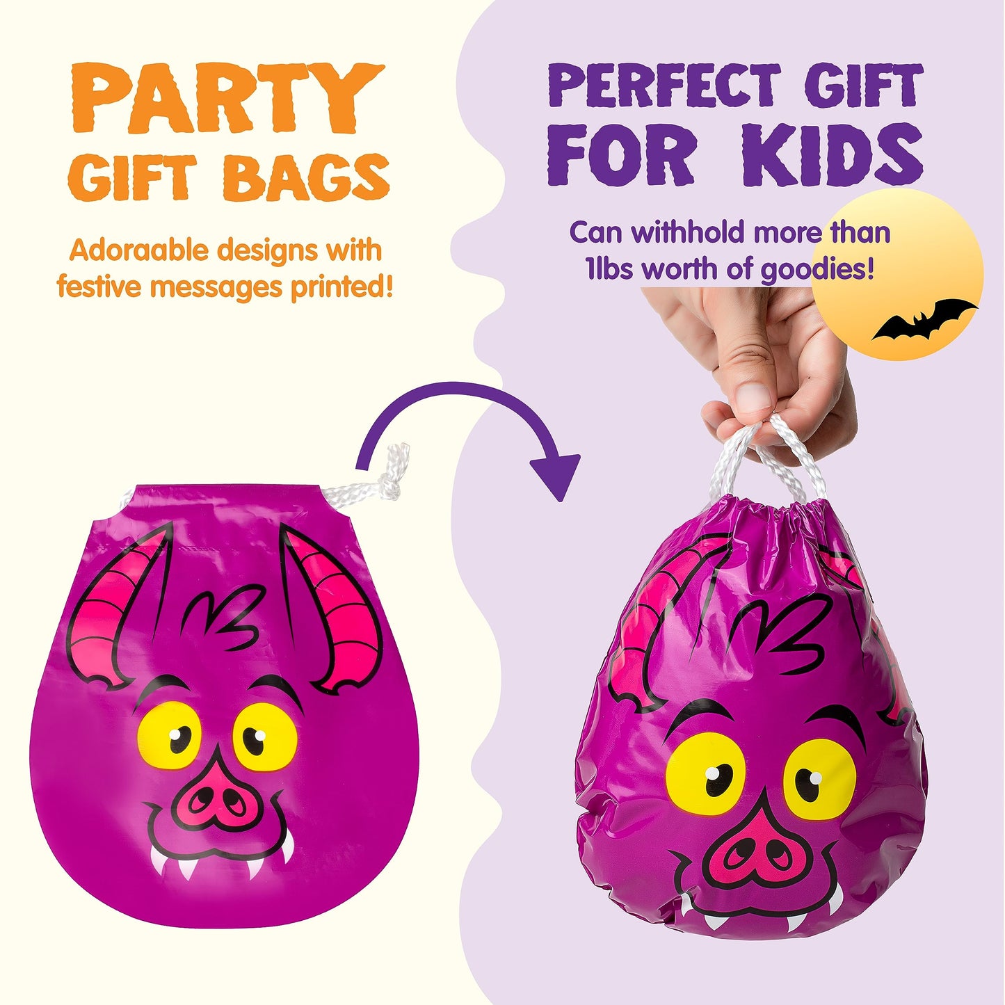 JOYIN 72PCS Halloween Drawstring Goody Bags, Halloween Treats Bags, Trick or Treat Bag, Goodie Candy Gift Bag Bulk for Kids Trick or Treating, Party Favors Supplies, 12 Designs Classroom Gifts Prizes