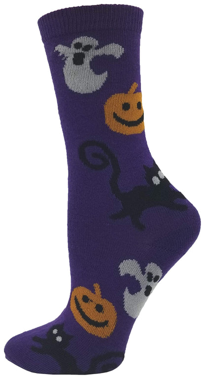 Halloween Socks for Women Girls, 12 Pairs Bats Pumpkins Ghosts Print, Colorful Pattern Novelty Cute