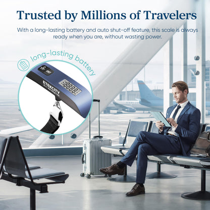 Etekcity Luggage Scale, Travel Essentials, Digital Suitcase Weight Scales for Travel Accessories, Hanging Baggage Scale with Temperature Sensor, Rubber Paint, 110 Pounds, Battery Included, Blue