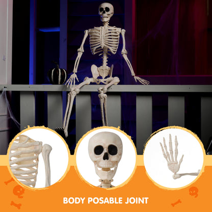 JOYIN 2PCS 36" Halloween Skeleton Decor, 3FT Full Body Stayable Movable Joints, Posable Hanging Skeletons for Halloween Decoration, Yard, Graveyard, Haunted House Props, Spooky Scene Party Favor