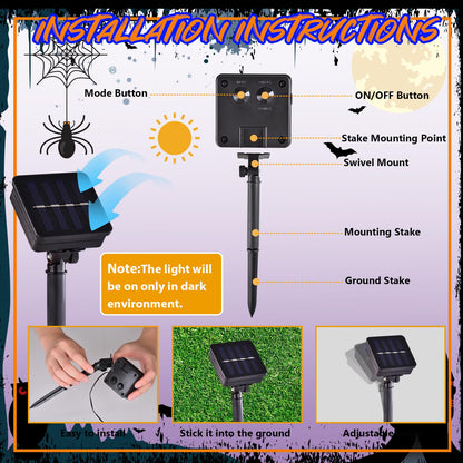 Halloween Lighted Garden Flag for Outside, Led Solar Yard Flag 8 Modes Witch Feet Shape Flag, 12x18 Double Sided Cauldron Eyeball Black Cat Decorations for Home Porch