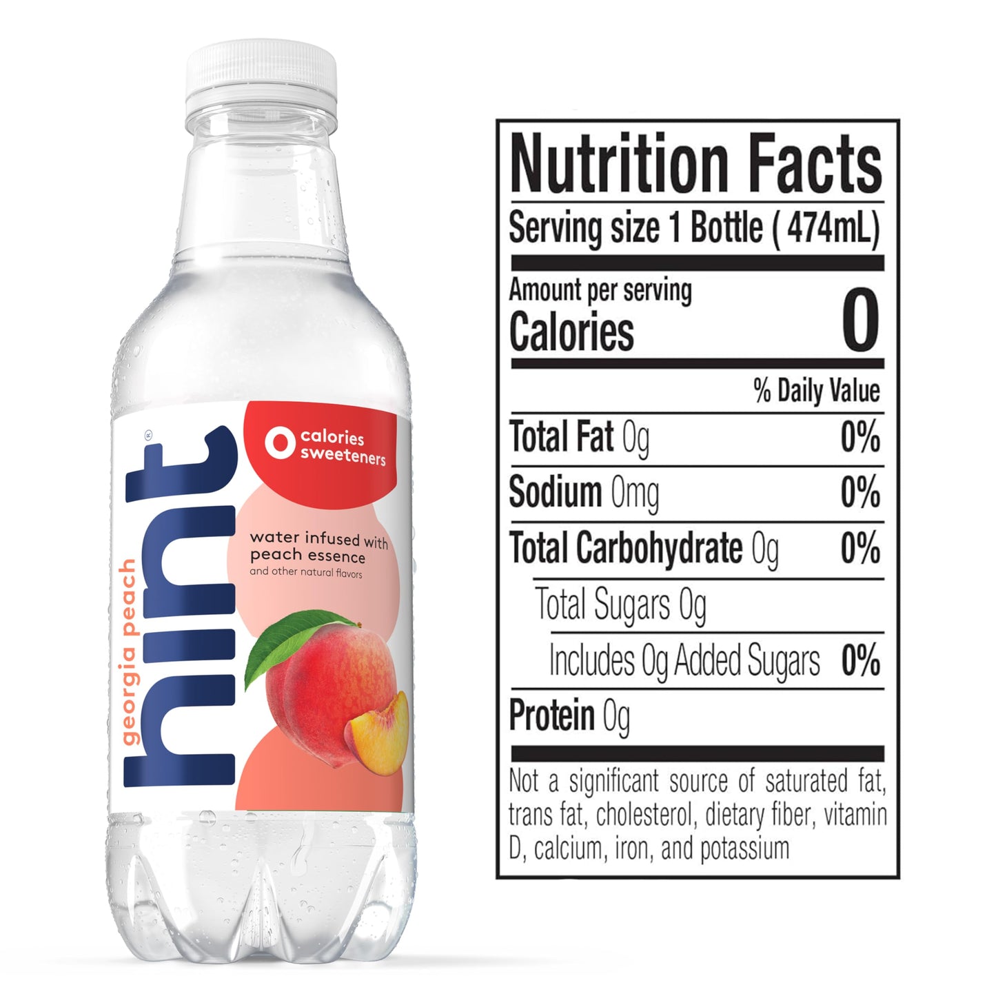 Hint Fruit-Infused Bottled Water, Georgia Peach - Sugar Free Flavored Water with Zero Calories, Naturally Flavored, and No Artificial Sweeteners - 16 Fl Oz (Pack of 12)