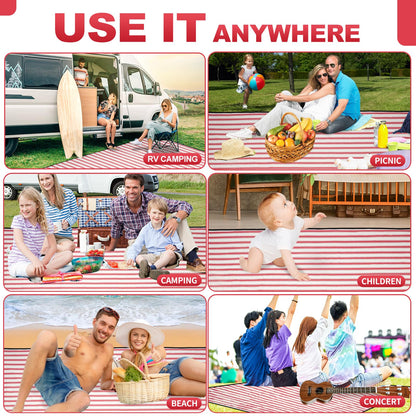 G GOOD GAIN Picnic Blankets Waterproof - Extra Large Outdoor Blanket Sand Free Foldable with Carry Strap for Beach, Camping, Park Grass, Hiking, Travel, Concerts, Indoor(Apple)