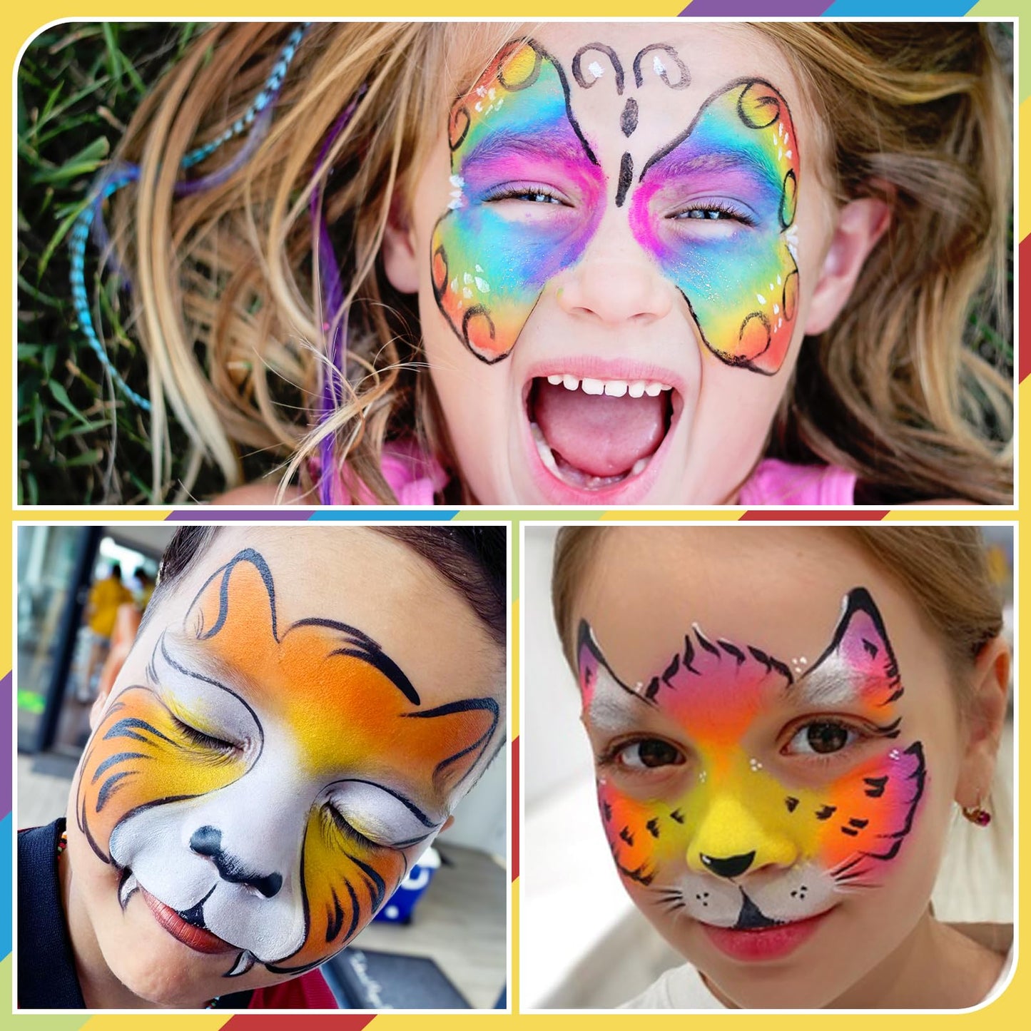 Drawdart Professional Face Painting Kit for Kids & Adults, Split Cake Face Paint Palette 12 x 10gm with Stencil, One Stroke Non Toxic Rainbow Body Paint Set for Halloween & Christmas Makeup