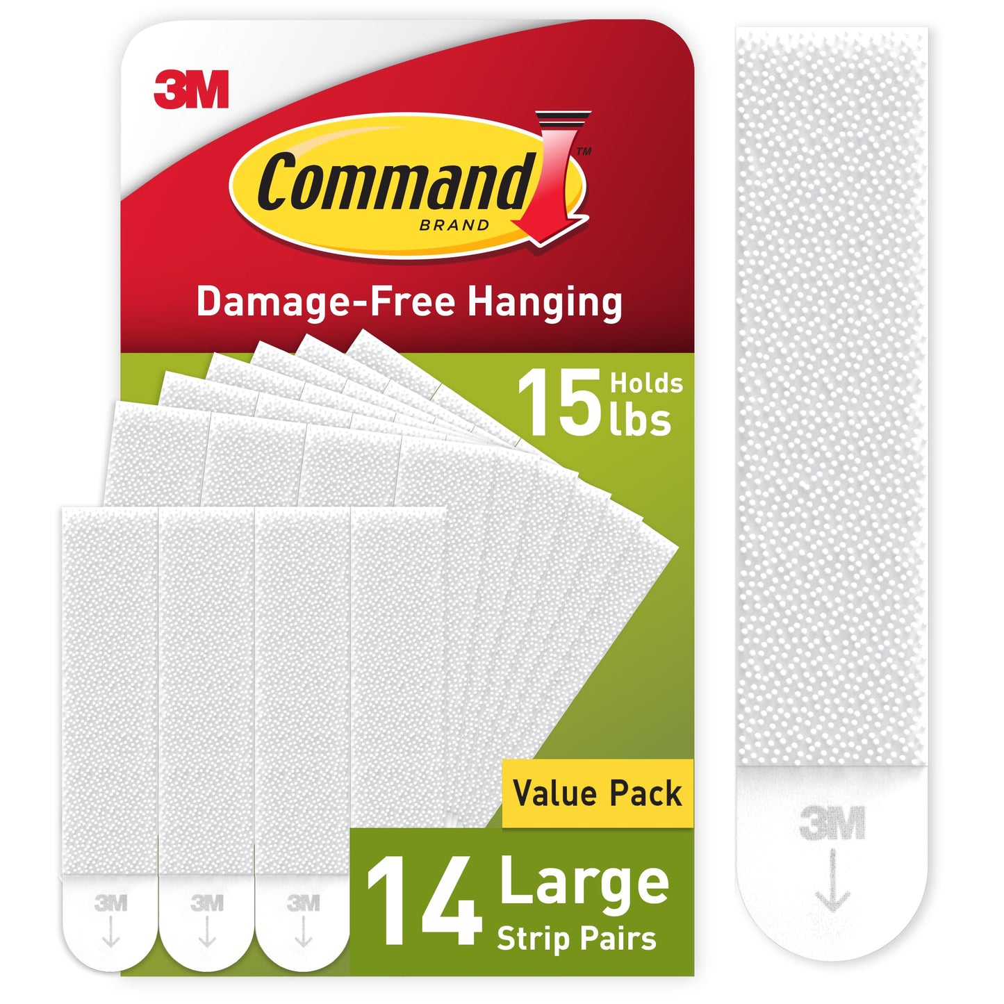 Command 15 lb Large Picture Hanging Strips 14 Pairs (28 Command Strips), Damage-Free Hanging Picture Hangers, No Tools Wall Hanger for Home Decor, White Adhesive