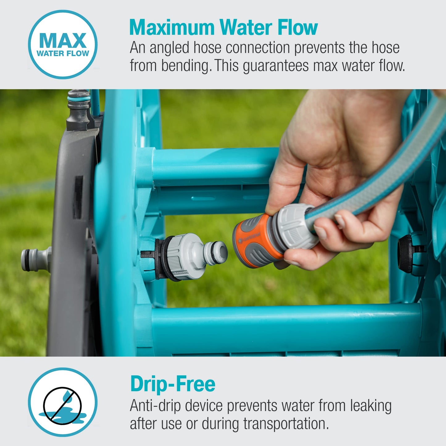 Gardena (18515) CleverRoll (1/2" Medium) Frost-Proof Hose Cart, Includes 66' 1/2" Hose, for Convenient Hose Storage and Watering, Hose Included