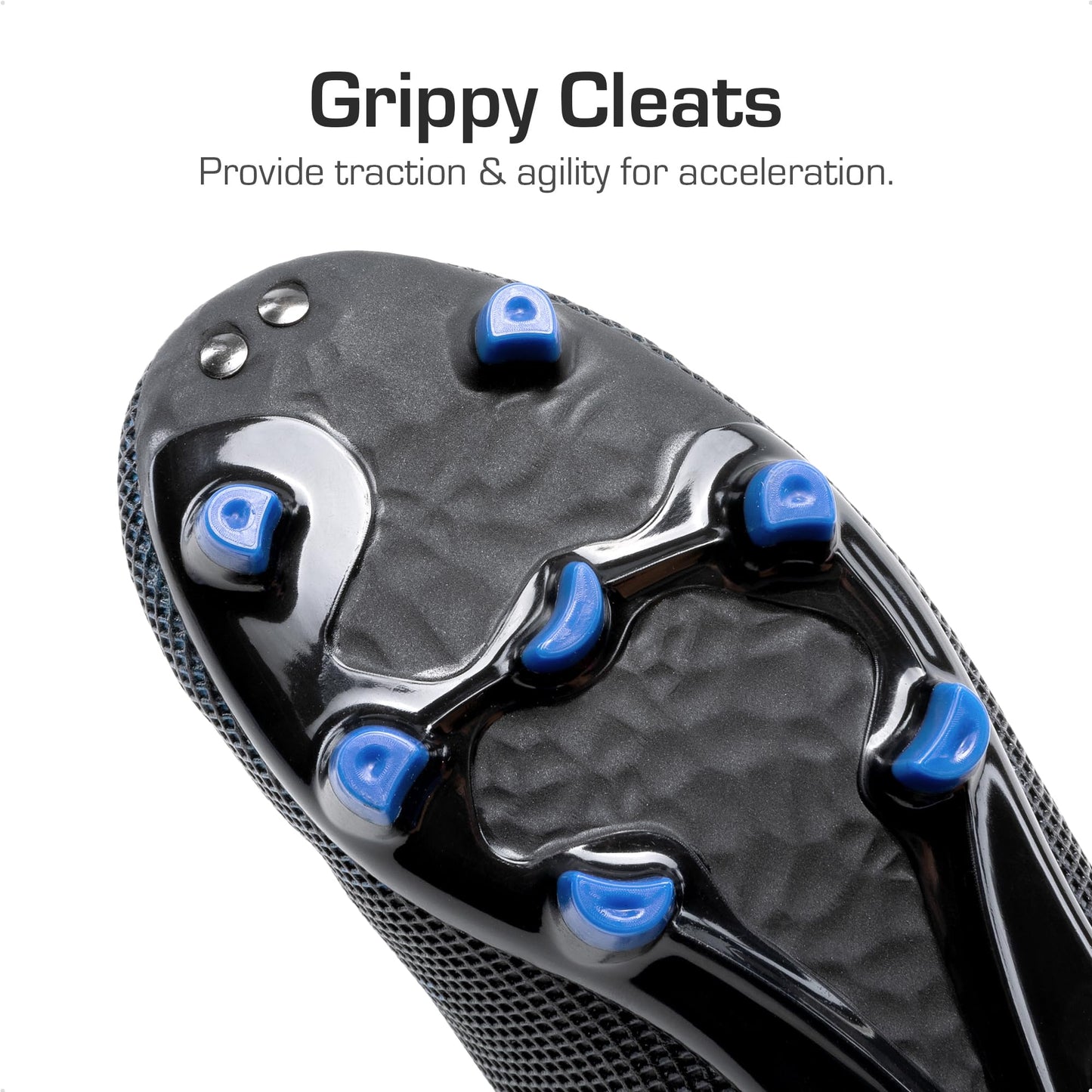 DREAM PAIRS Boys Girls Soccer Cleats Youth Firm Groud Athletic Outdoor Trainning Football Shoes for Little/Big Kid,Size 6 Big Kid,Black/Blue,SDSO224K